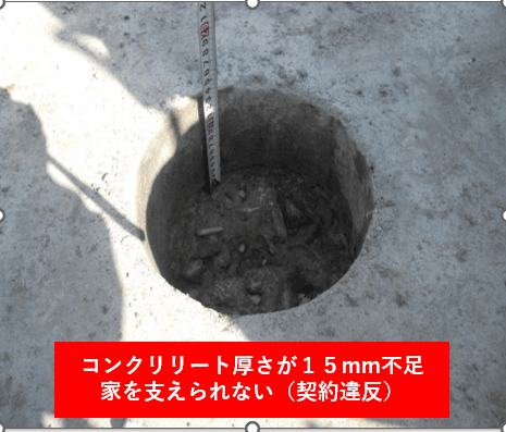 コンクリート厚さ不足（悪い）